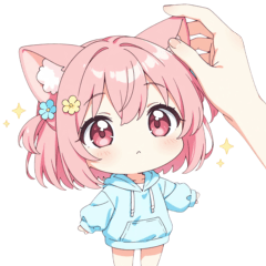 Mini cat ear hoodie girl sticker