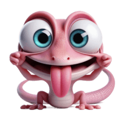 Pink Gecko Exaggerated Expressions