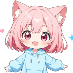 Girl in cat ear hoodie sticker (colored)
