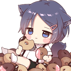 Boy of the black cat which moves(food)