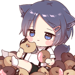 Boy of the black cat which moves(food)