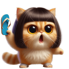 The cat is here with a wig!