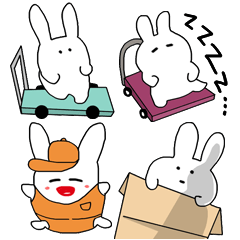 Cardboard factory worker rabbits