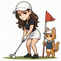 Chic Golfer & Cat Caddy Swing!