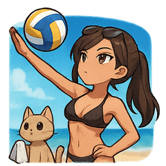 Beach Volleyball Girls & Cats