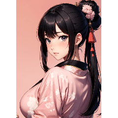 Portrait of a girl in a kimono on her