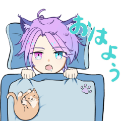 Cute and relaxed cat boy