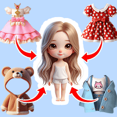 Cute doll dress-up arrangement
