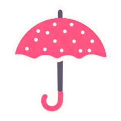 雨の日のかわいい傘スタンプ