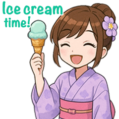 英語：キュートな毎日☆浴衣の女の子　紫