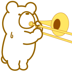 Bear playing the trombone.