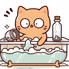 Bath Cat Suspicious,