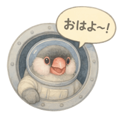 Fluffy Java Sparrow in Space