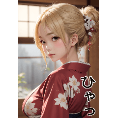 金髪の着物の女の子の日常