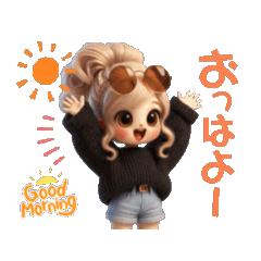 動くギャルスタンプ❤︎お団子ヘア