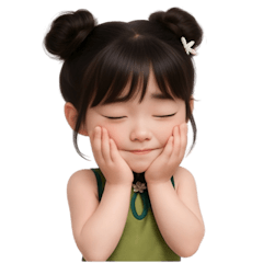 Cute Green Chinese Girl (NT) – LINE stickers | LINE STORE