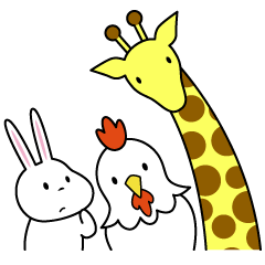 Animal friends - rabbit rooster giraffe