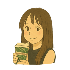A girl with a green cup.