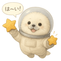 Fluffy Space Seal Stickers