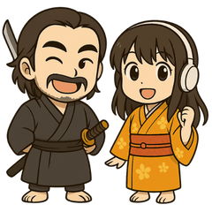 AI侍と町娘のダサかっこスタンプ