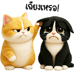 sweetheart orange cat and black cat