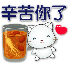 可愛白貓❀全年實用問候語貼❀