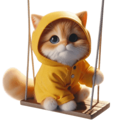 A little orange cat in a raincoat