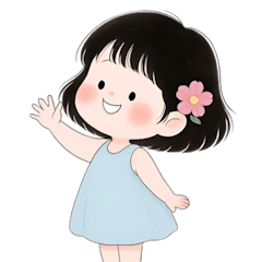 ミニマルな青いドレスの女の子  (NT)