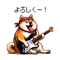 楽器を奏でる太っちょ柴犬