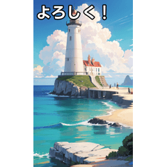 Summer sea and lighthouse collection