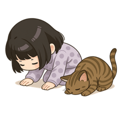Sorry Pose Stickers (Girl & Cat)