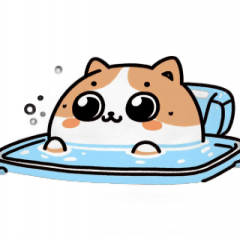 Bath Cat Listening Quietly,