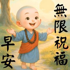 小沙彌長輩圖 早安/午安/晚安/祝福大貼圖1