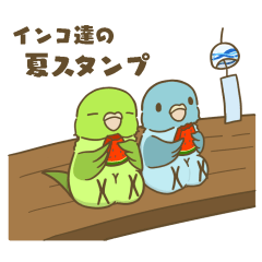 インコ達の夏スタンプ