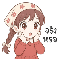 Cute pigtail girl in red dress