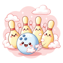 ボウリングのかわいいキャラのスタンプ