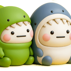 ず~っと使える♡さめと恐竜のスタンプ