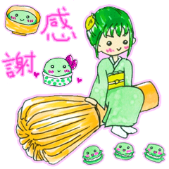 Matcha-chan with Chinese and Japanese