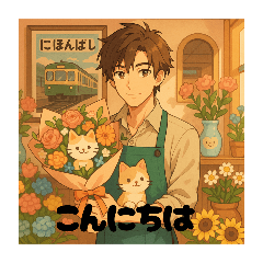 イケメンお花屋さんのスタンプ