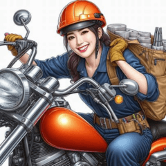 Happy workers riding bikes