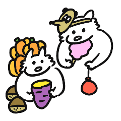 オオカミさんの夏と秋のスタンプ