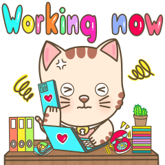 Morse Cute Cat Working Sticker Ver.2(EN)