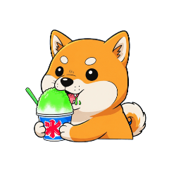 Dog eating shaved ice