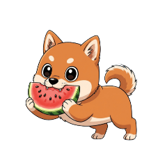 dog eating watermelon