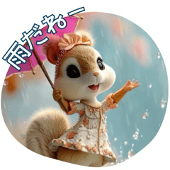 Cute squirrel sticker kawaii style