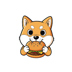 dog eating hamburger
