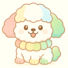 虹色綿飴のふわふわ犬