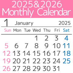 Simple 2025 and 2026 monthly calendars