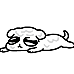 Kawaii Sleepy Dog Black & White Set