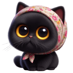 แมวดำใส่ผ้าโพกหัว ไม่มีคำจะพูด